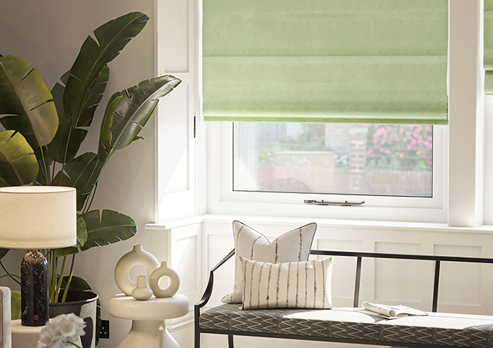 Florence Faux Suede, Green Leaf - Motorised Roman Blind - Image 5